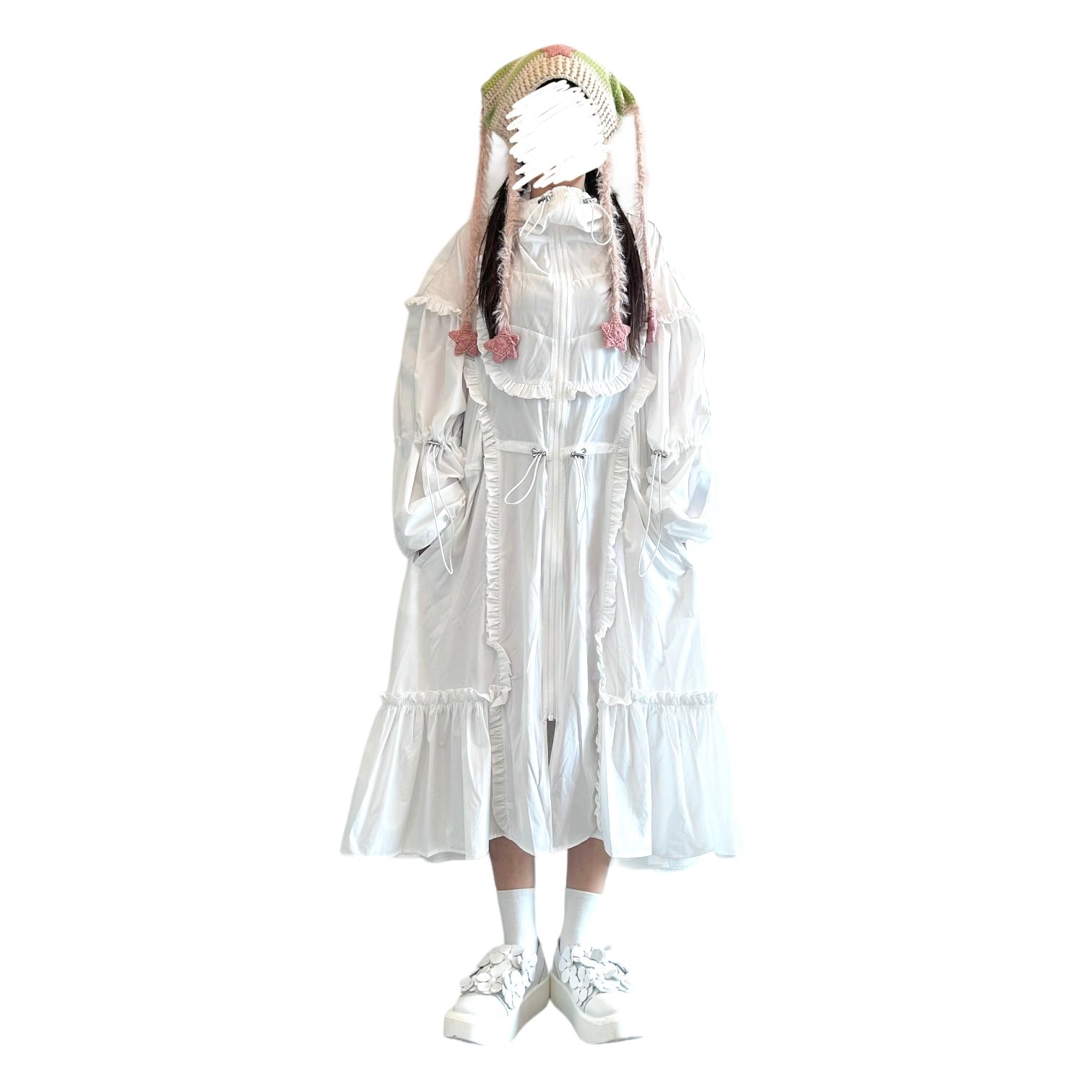 ナイロンフーディーワンピース WHITE | HEIHEI