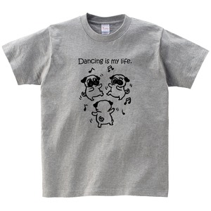 ダンシング パグ Tシャツ dog85 ダンス 犬 ブヒ ゆるい 手描きイラスト パグ 犬好き 犬服