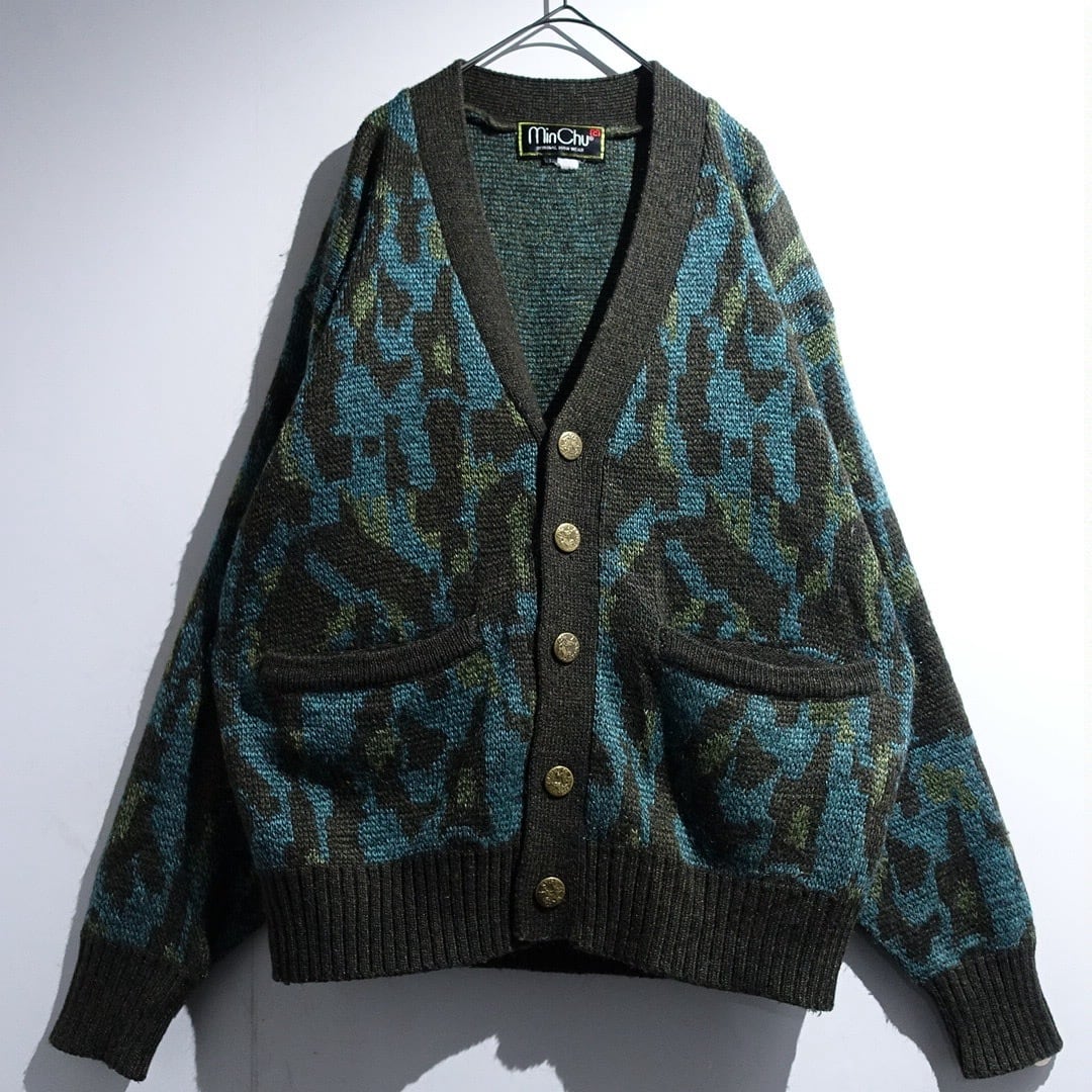 Multicolor Abstract Pattern Design Knit Cardigan
