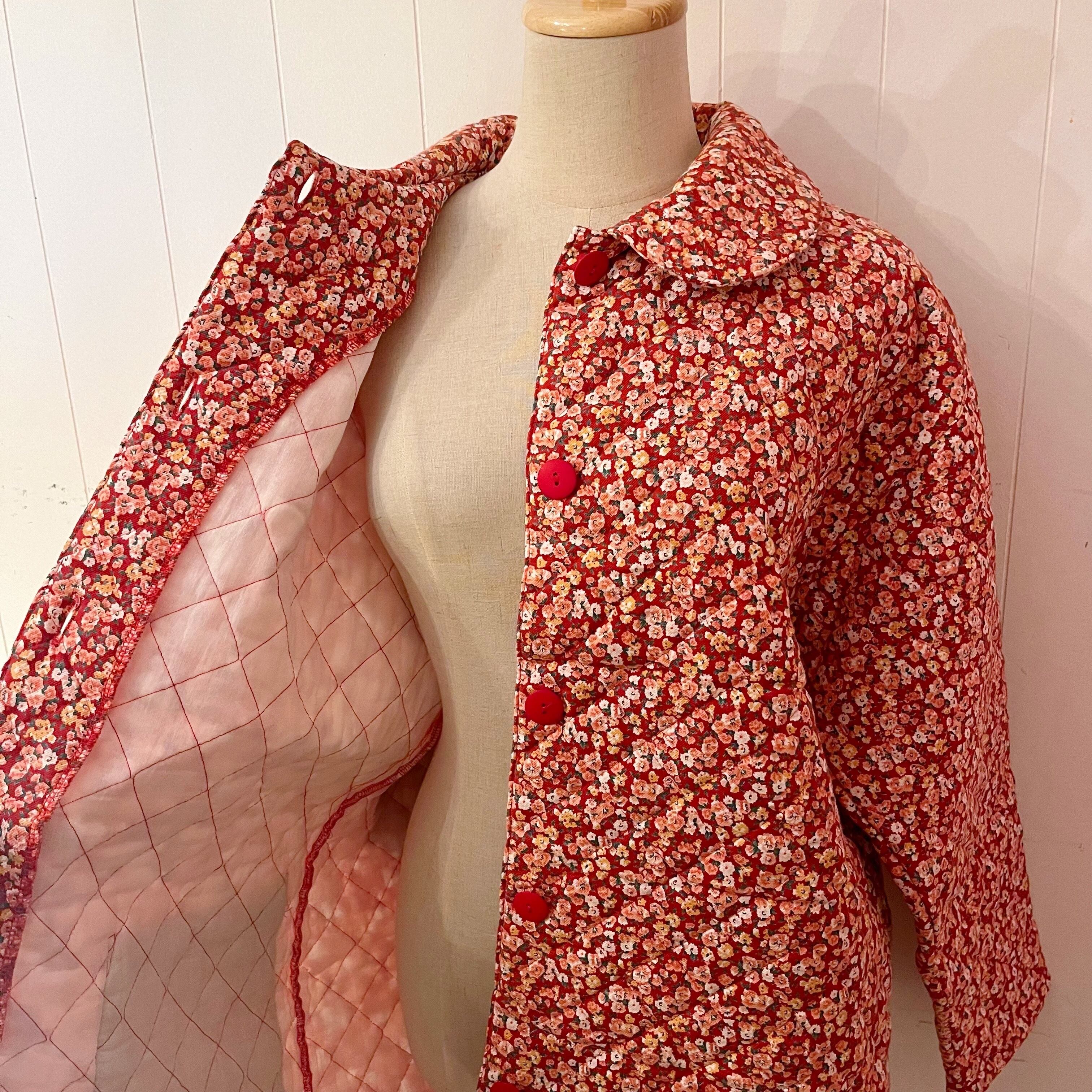 red flower quilting coat
