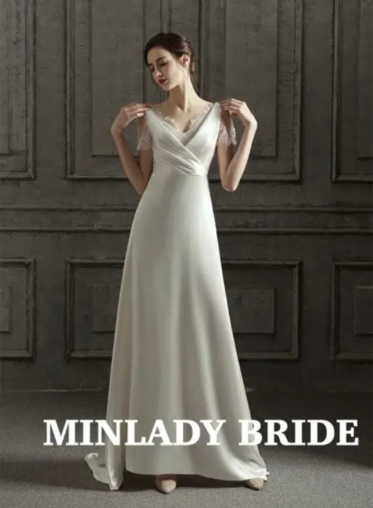 オープンバック ドレープ ロングドレス | MINLADY BRIDE