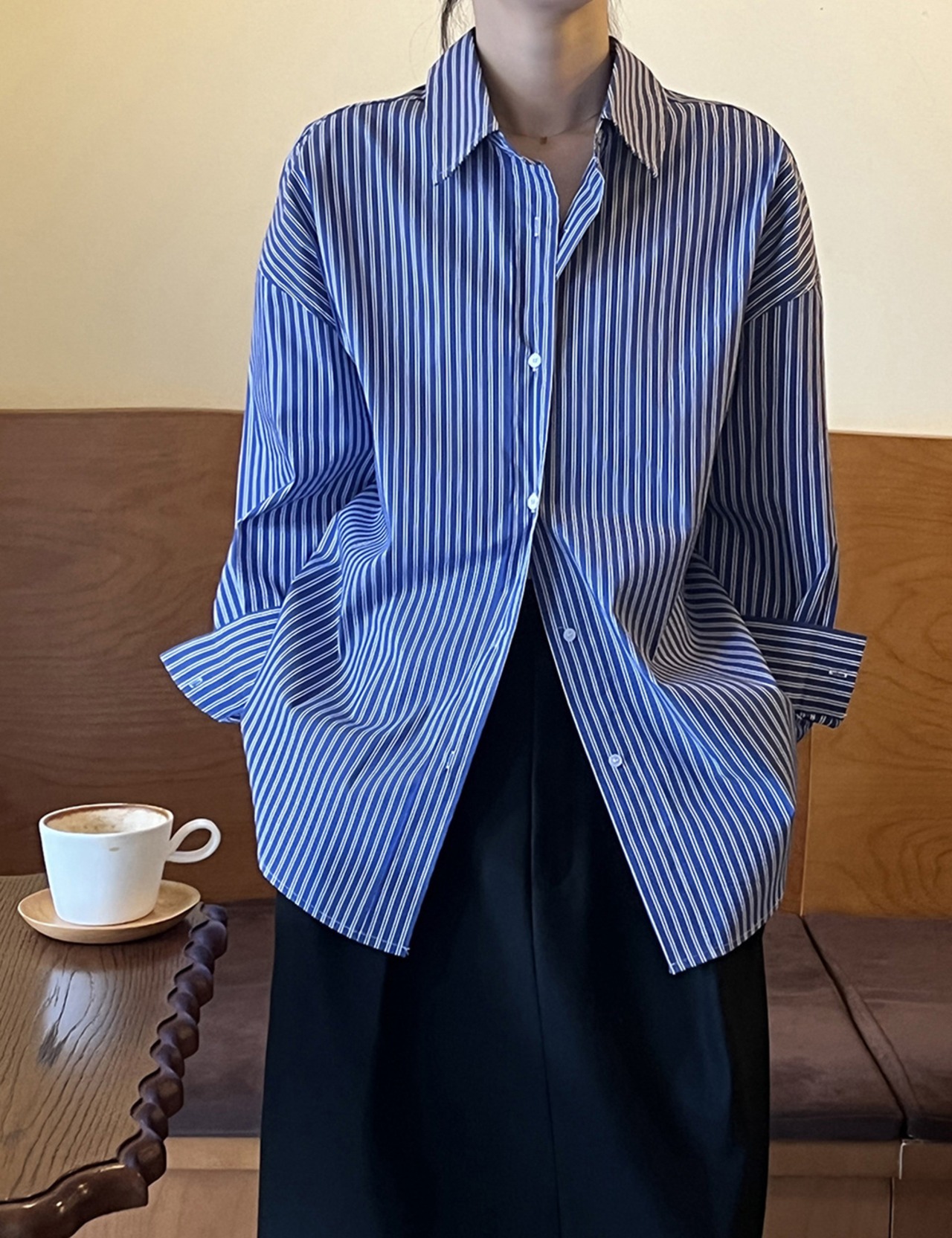 ボーダーロングスリーブシャツ 3color A0015 - 1