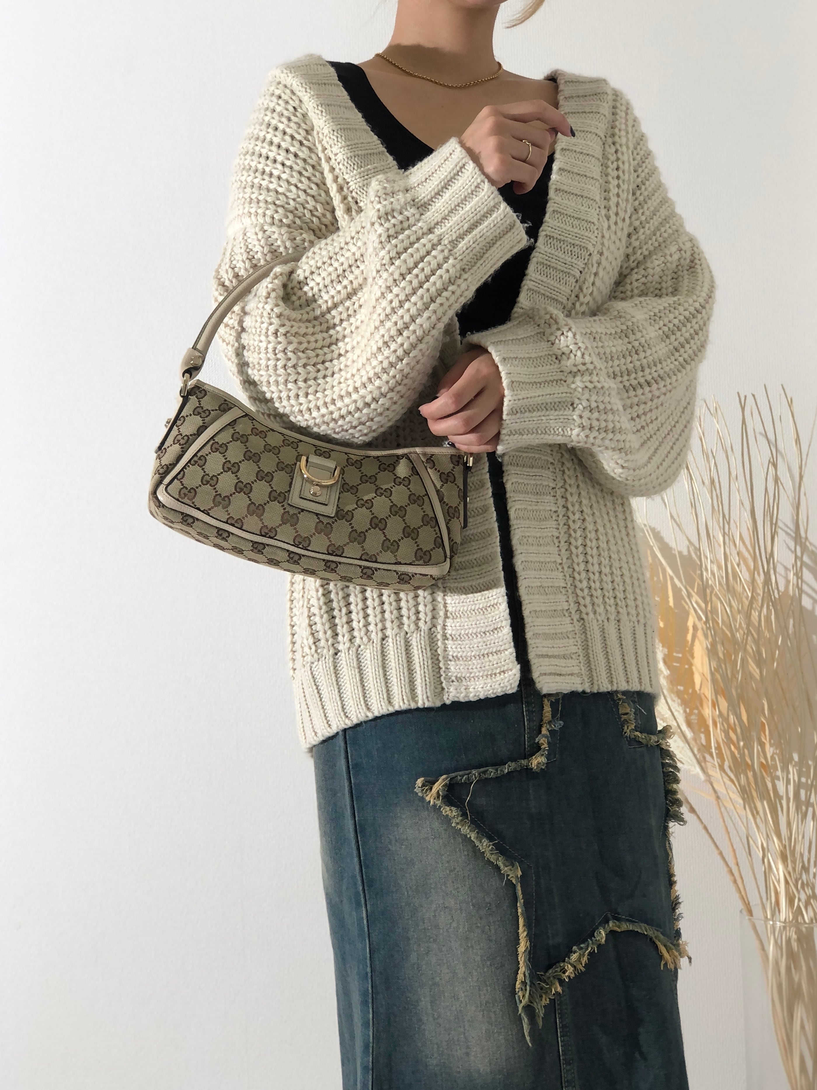 GUCCI グッチ GG キャンバス レザー ホーボー アビー ハンドバッグ