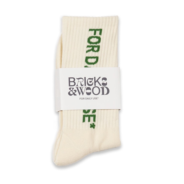 BRICKS & WOOD | For Daily Use* Logo Socks Cream / Green (One Size)