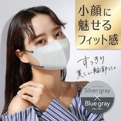 ビースタイル 立体タイプ シルバーグレー×ブルーグレー 20枚入 マスク 女性用 小顔 おしゃれ 不織布 息がしやすい 耳が痛くならない 花粉対策 ウイルス対策