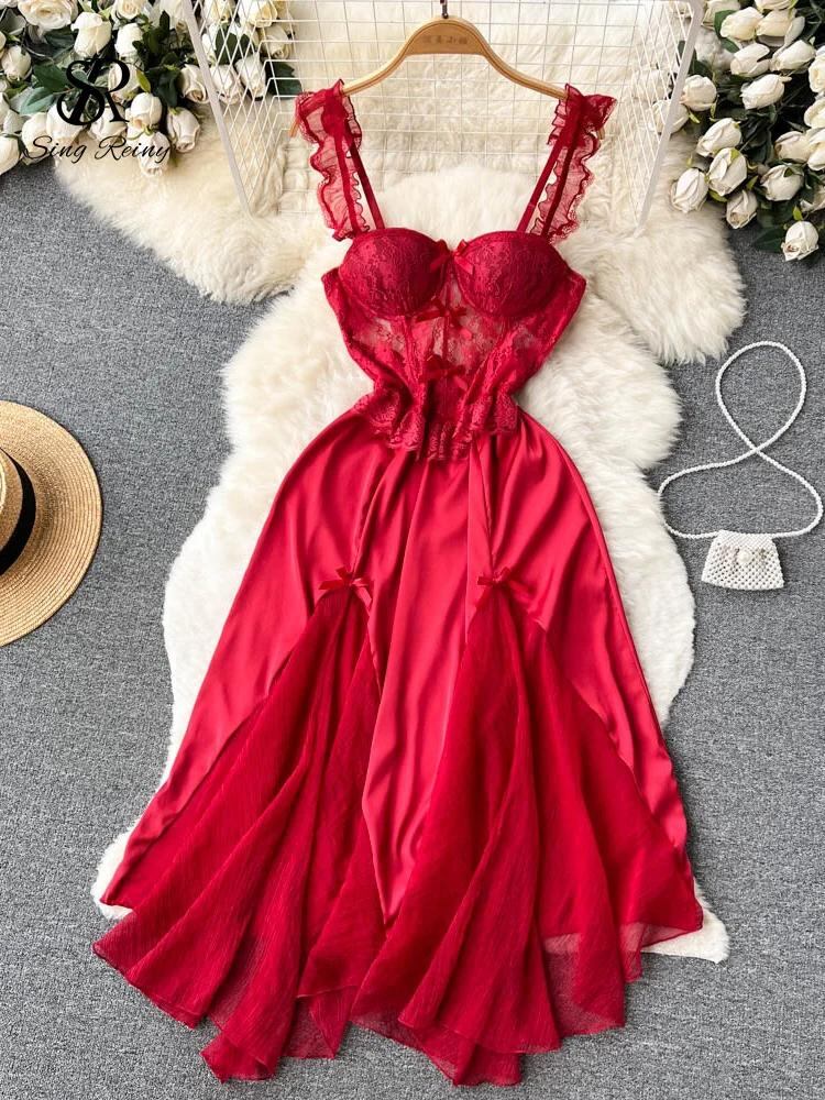 Sing補強-レースのイブニングドレス,セクシー,パーティードレス,透かし彫り,スリット,メッシュ,不規則なファッション,ホルター,スリム,ロング,夏_452