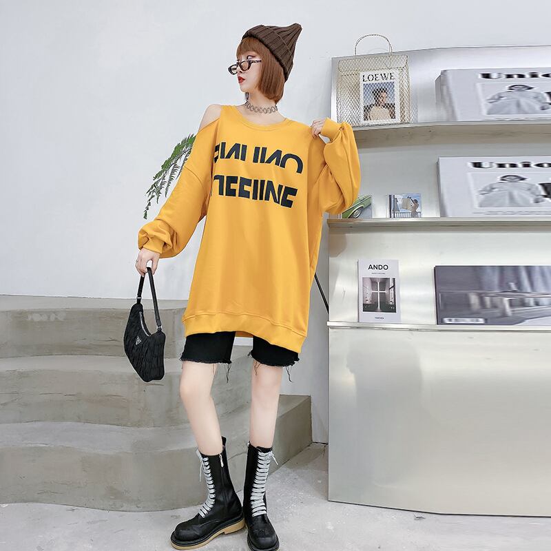 Tシャツ レディースオータムルーズストラップレス ロング 大きめサイズ 秋物 ミックスインファッション64060127649