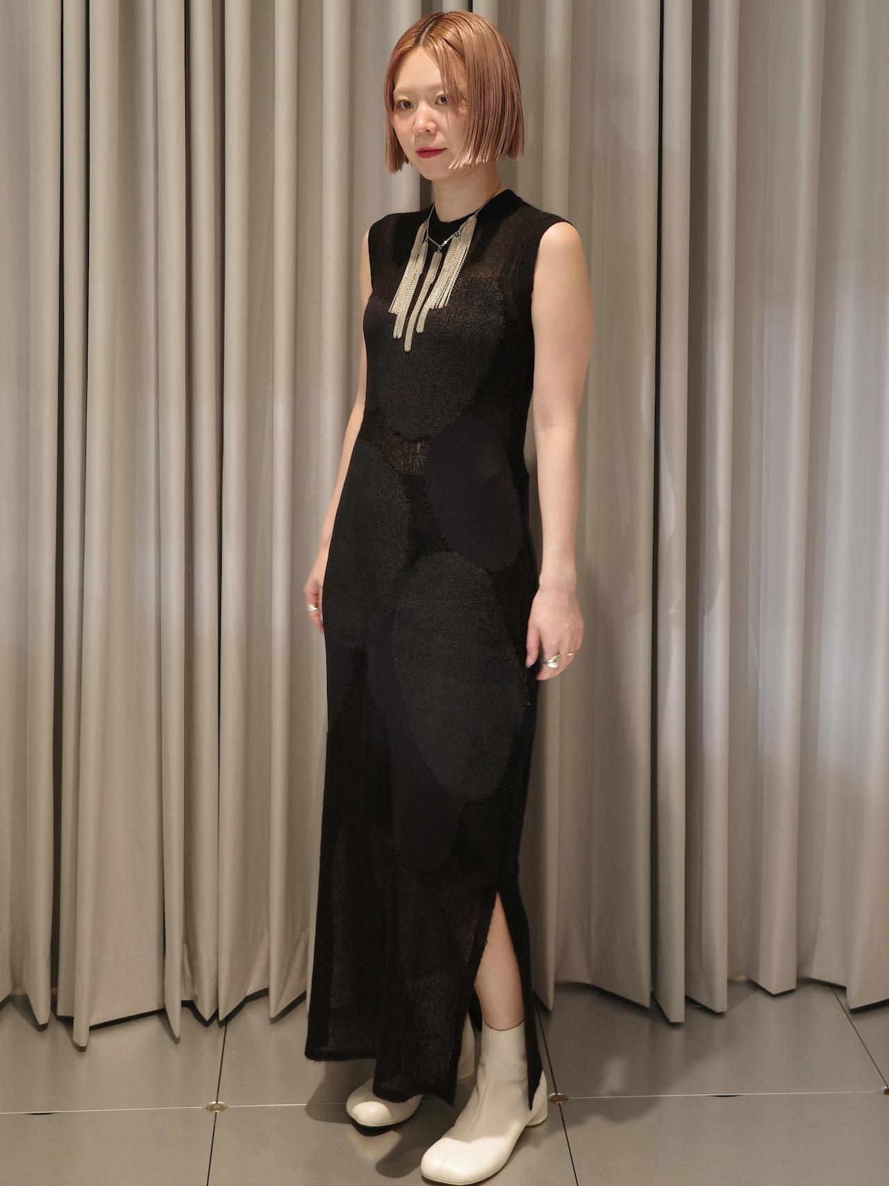 【25AW】Mame Kurogouchi マメ クロゴウチ / "Katachi" Motif Knited Dress - 1