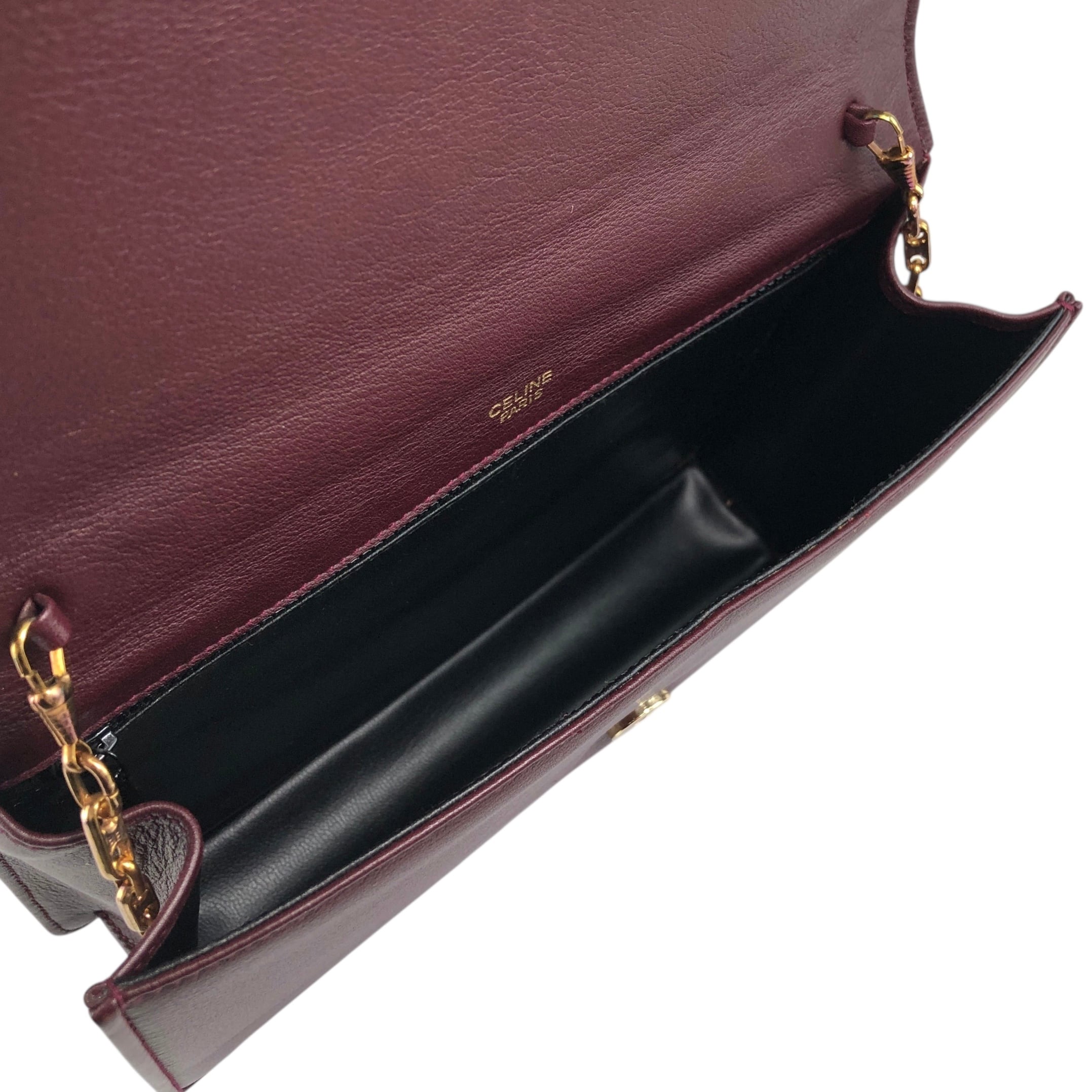 CELINE セリーヌ ショルダーバッグ ボルドー エンブレム レザー CELINE セリーヌ ショルダーバッグ ボルドー エンブレム レザー