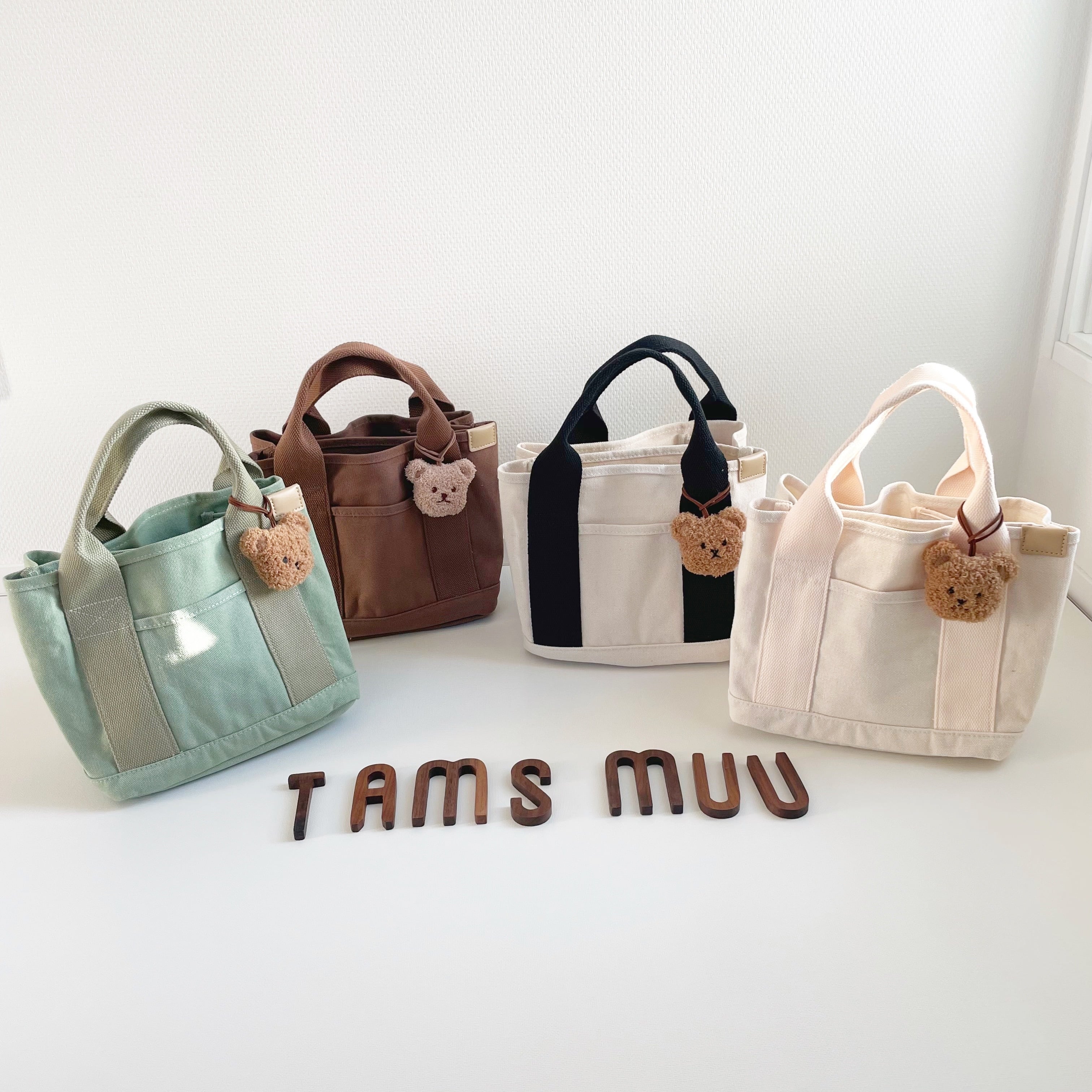 即納】くまさんネームホルダー付ミニトートバッグ | TAMSmuu