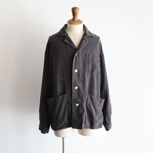 INNAT " LINEN COTTON WORK COVERALL JACKET (Sumikuro (備長炭) "