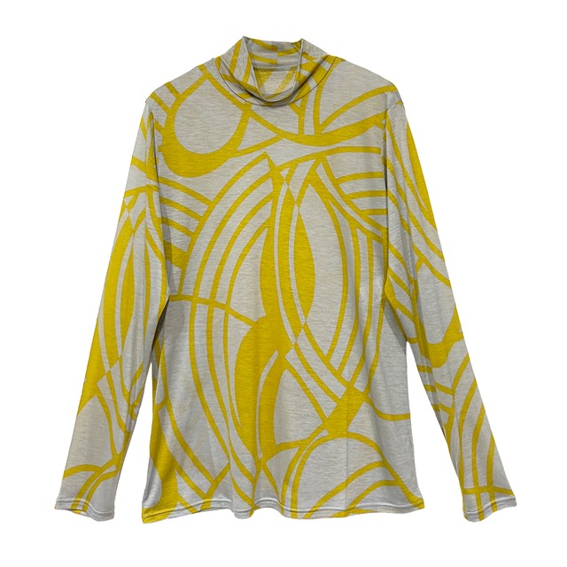 ガーゼ天竺　流線柄プリントハイネックインナー【254-3236】