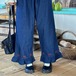 裾フリルリボン刺繍デニムパンツ ・12442