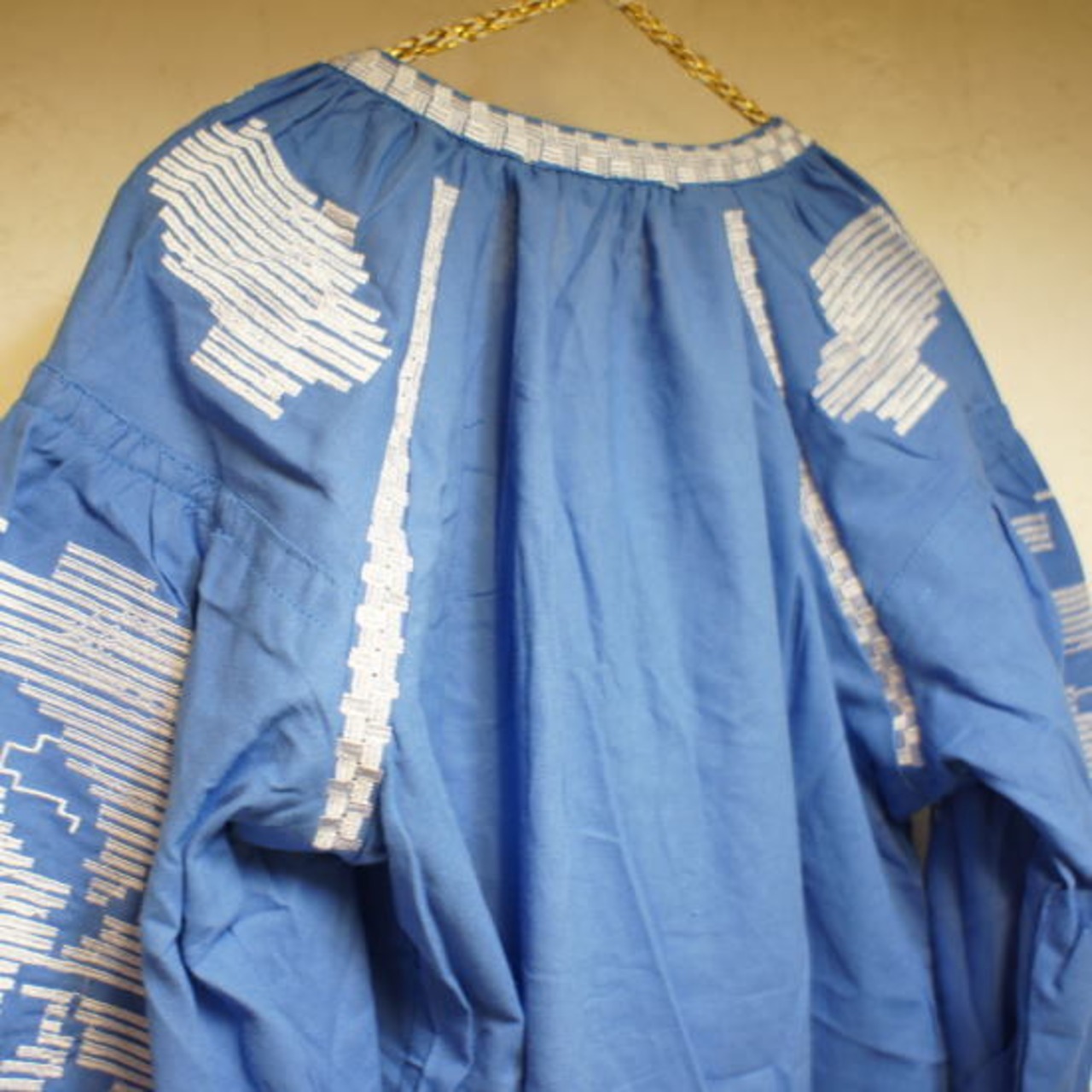 Topanga Fashion エンブロイダリーカフタンブラウス　ブルー【SALE】