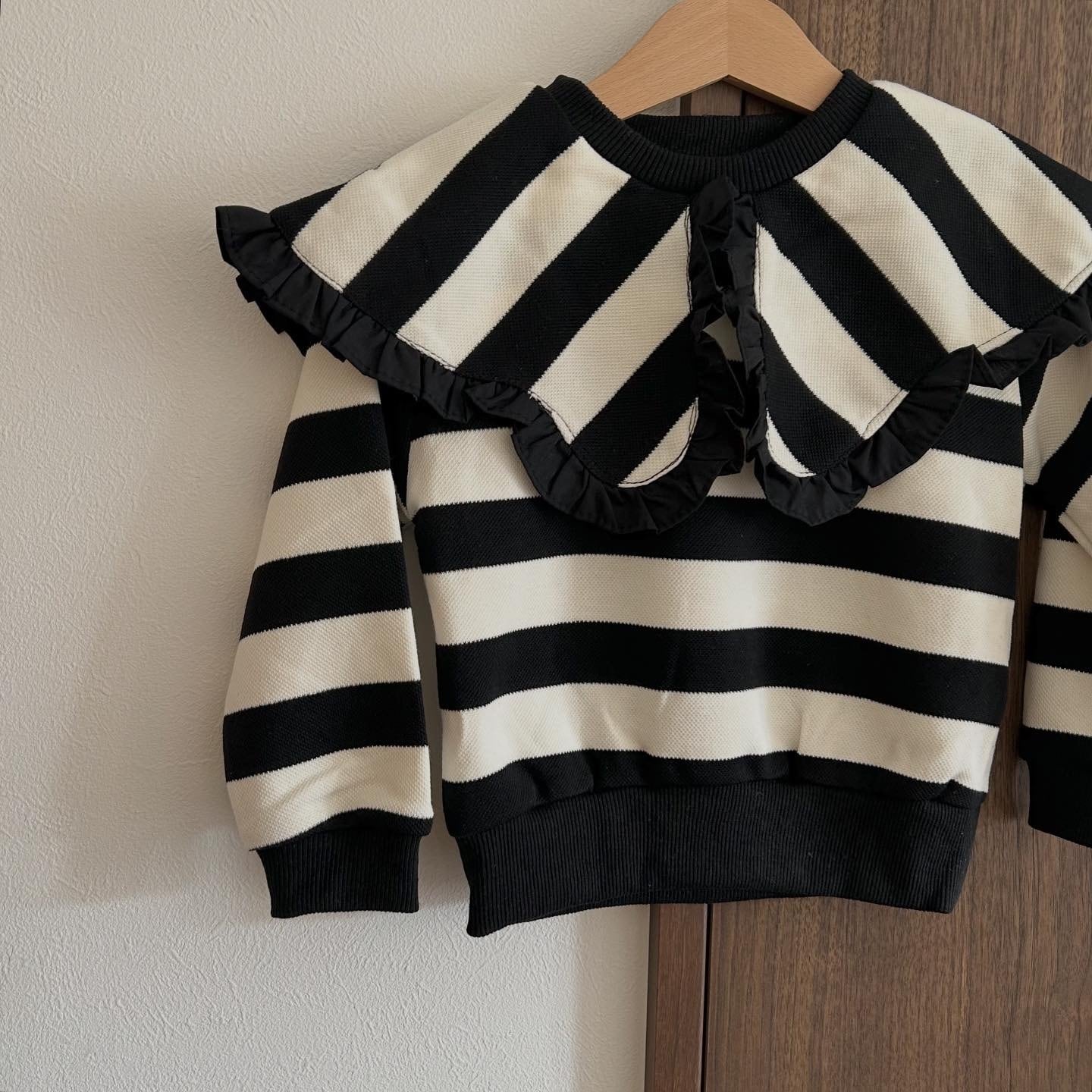 【kids】 border frill collar tops