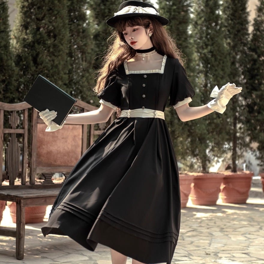 ゴスロリ通販 With U クラロリ フレンチワンピース スクエアネック