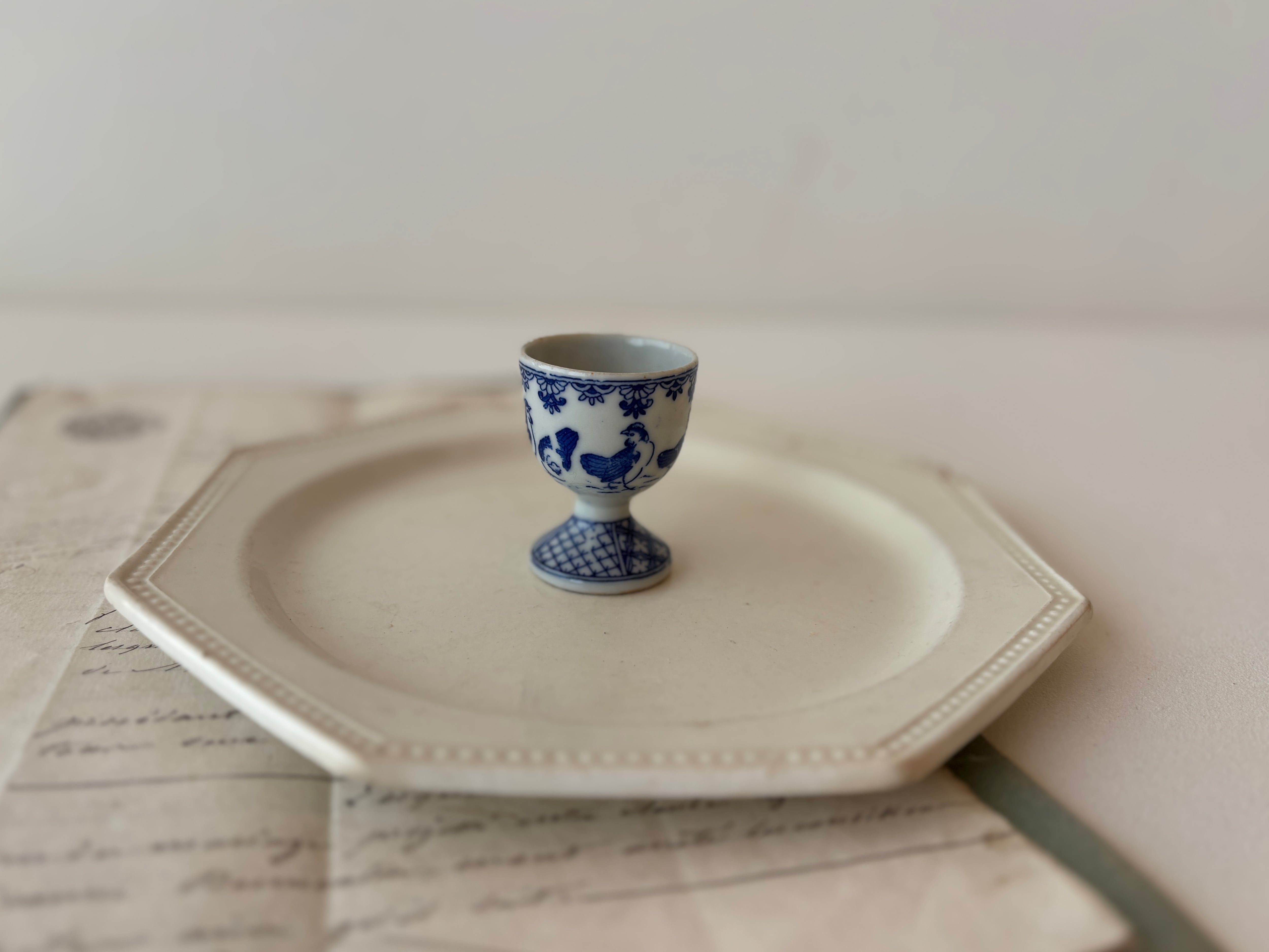 【A】フランスアンティーク コクティエ エッグカップ エッグスタンド