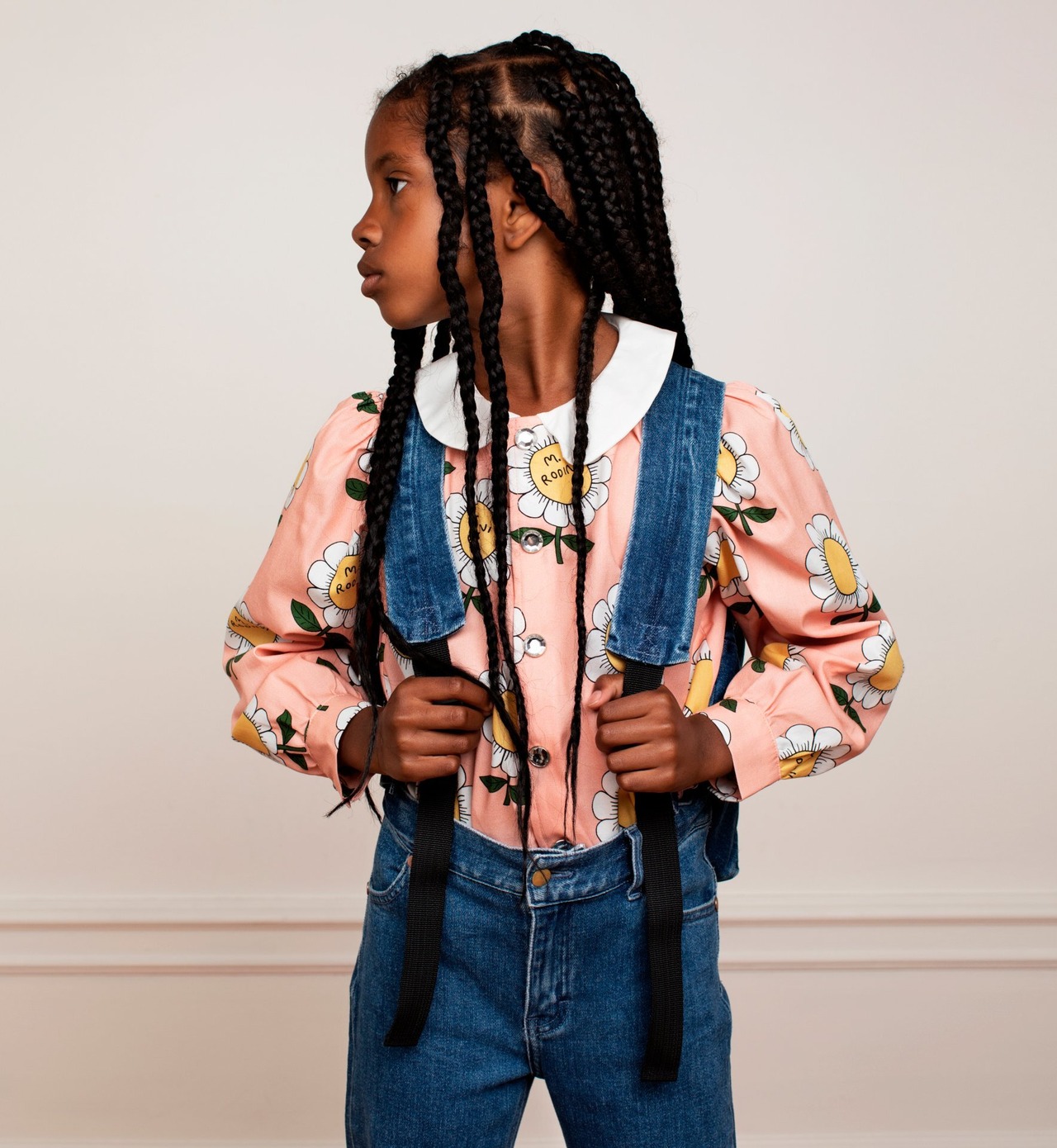 残り1点(116/122) mini rodini / MR flower woven blouse