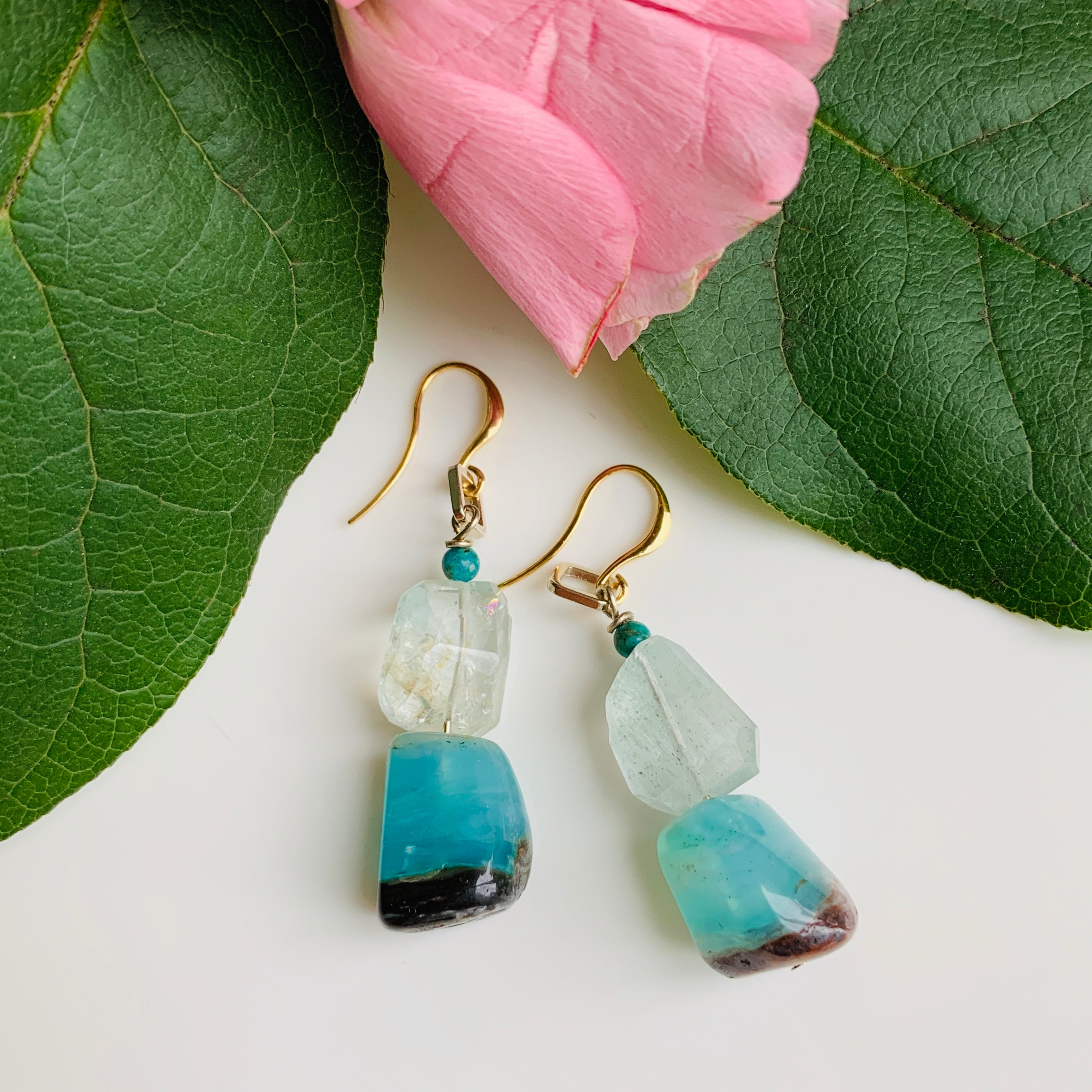 ピアス【ブルーオパール・アクアマリン】