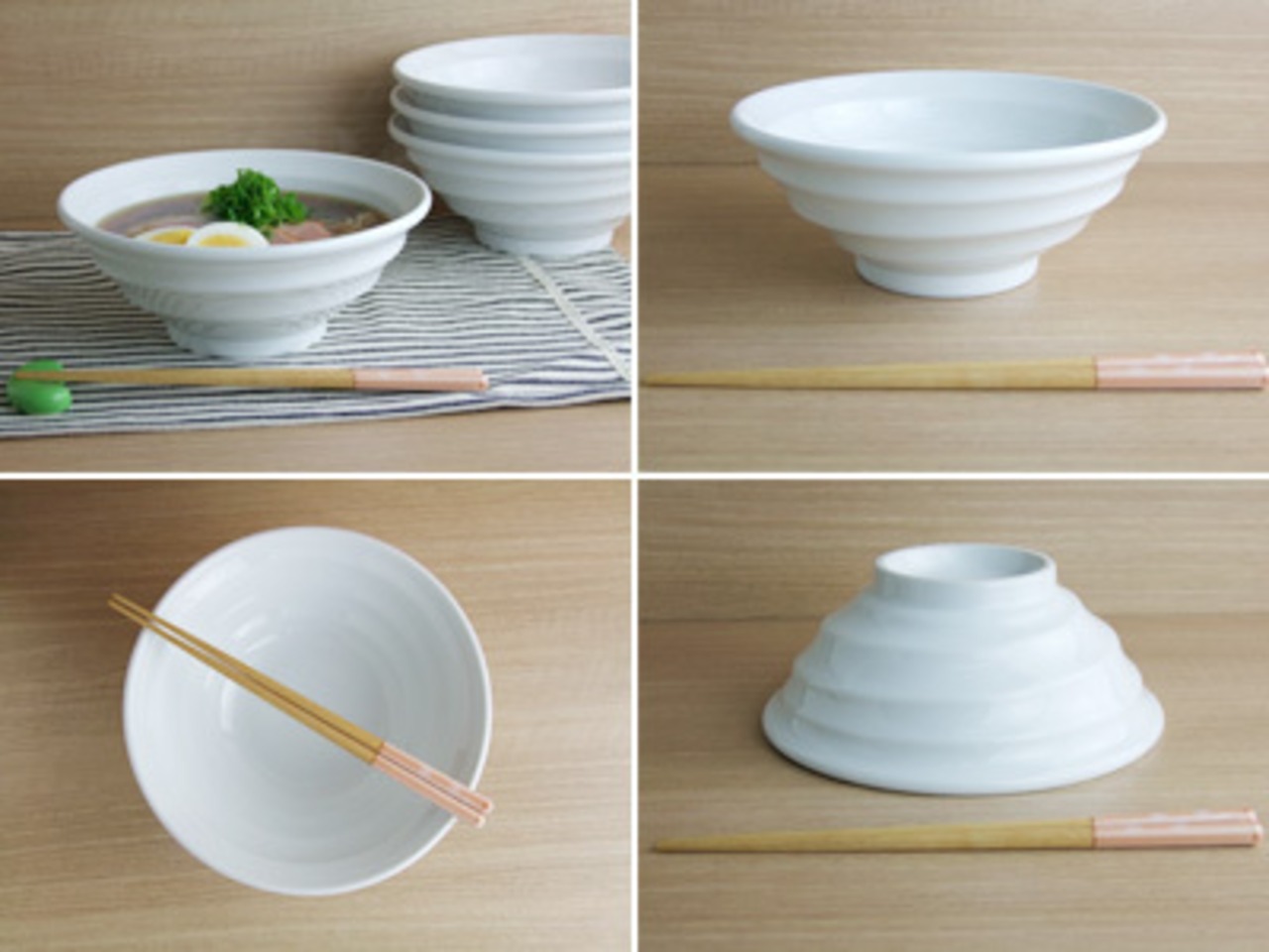 どんぶり 4個セット うず巻き 麺丼 ホワイト 20cm 美濃焼