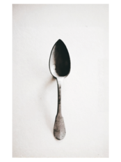 フランス 19世紀 エタン 手仕事と重厚と大きなハンドメイドスプーンb アンティーク