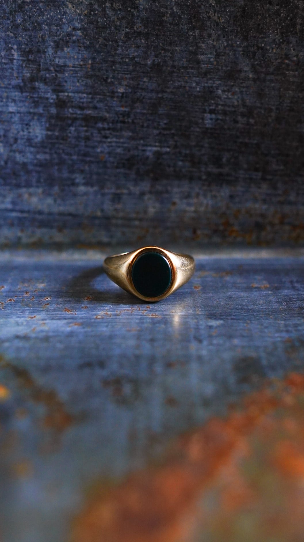 【1963】U.K. VINTAGE 9ct イエロー ゴールド シグネット リング 《9金 ブラッドストーン 指輪 ヴィンテージ》