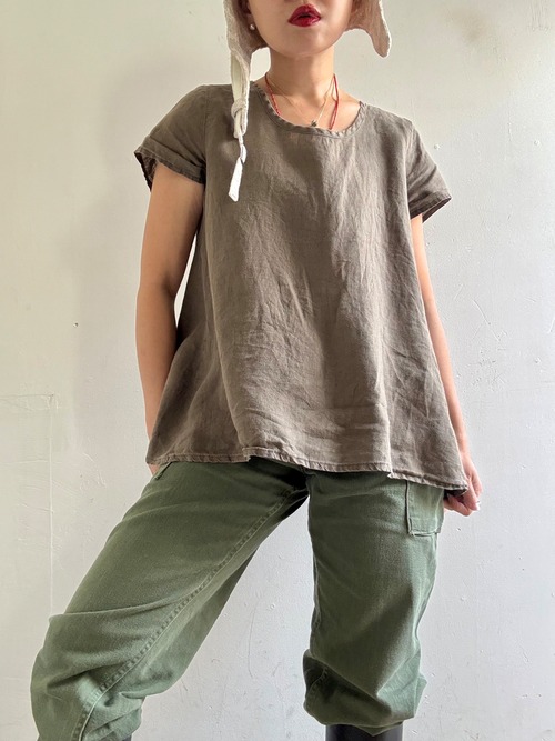 "Each Price Market" Vintage FLAX Linen Top