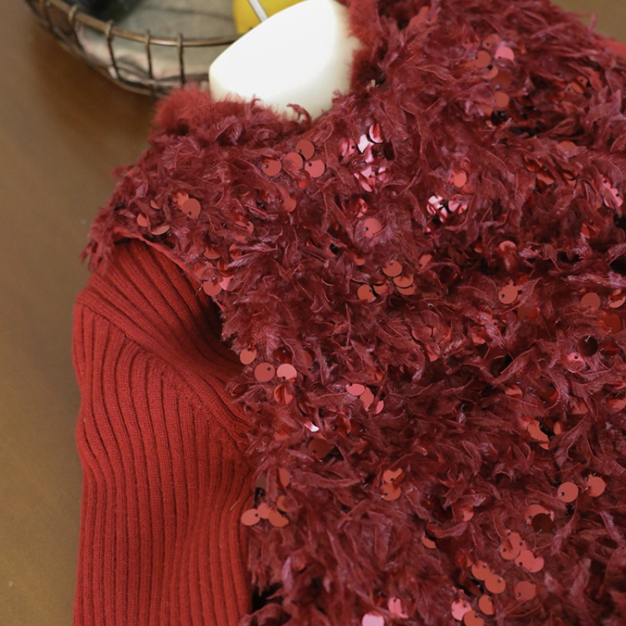 冬キルティングラメ入りワンピース