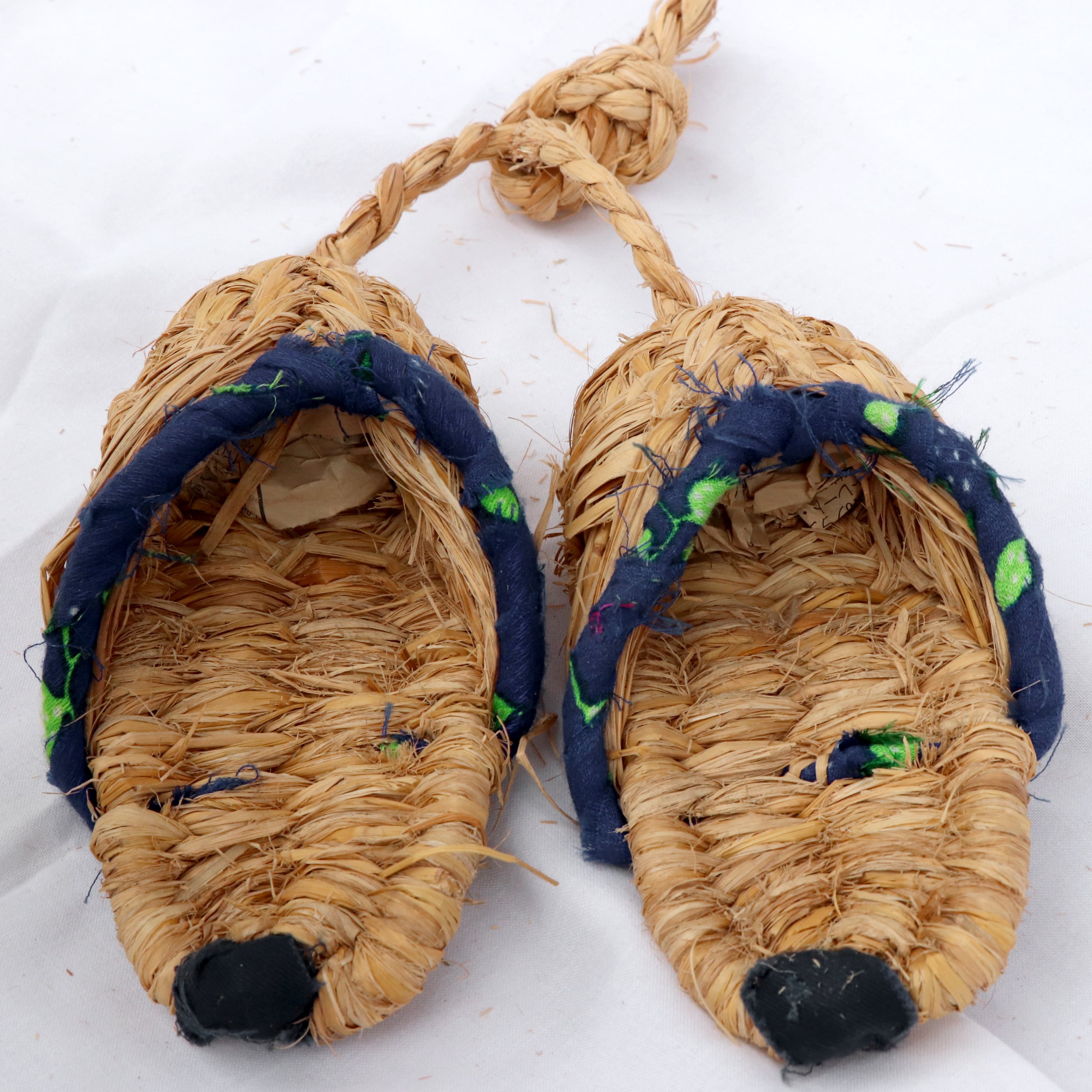 藁草履・古民具・ミニサイズ・インテリア・青・No.240218-21・梱包