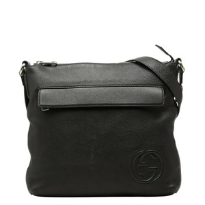 グッチ インターロッキングG 斜め掛け ショルダーバッグ 322059 ブラック レザー レディース GUCCI 中古