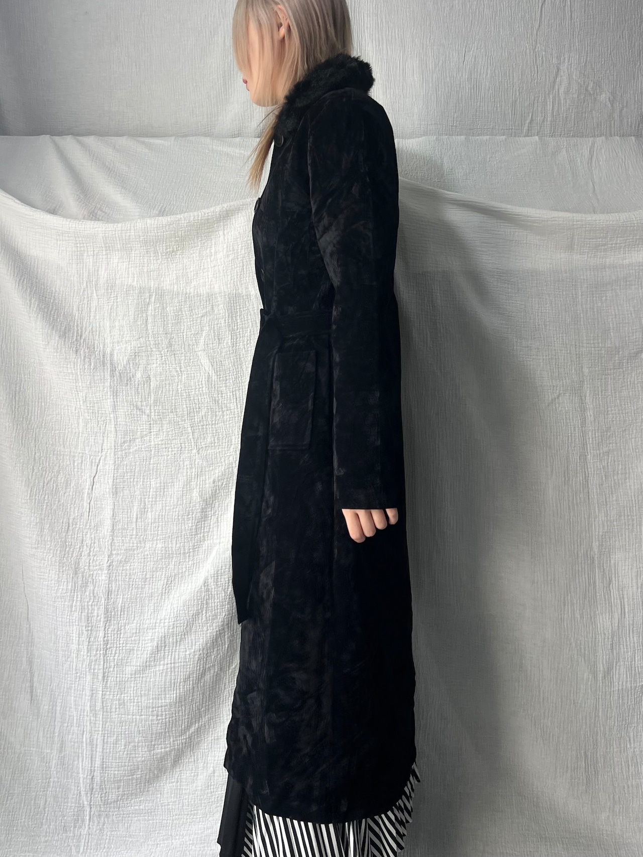 "Vintage" Velour Fur Long Coat