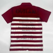 291295=HOMME ニーキューイチニーキューゴオム ボーダー 猫目ボタン 天竺 半袖 ポロシャツ 2/レッド メンズ