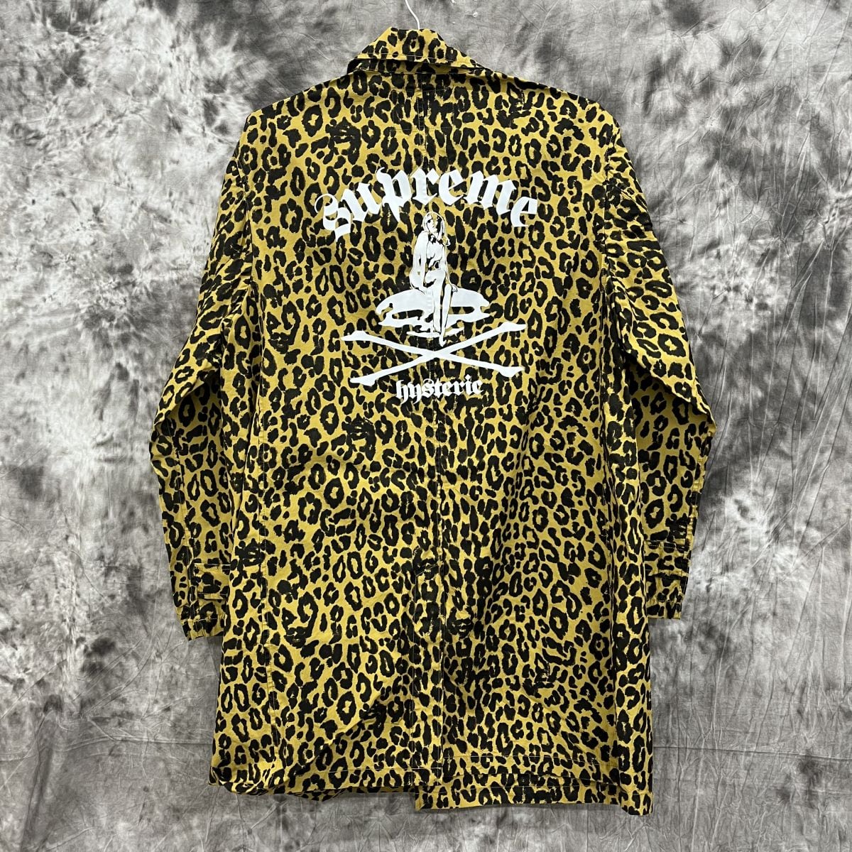 SUPREME シュプリーム 21SS×HYSTERIC GLAMOUR Leopard Trench ヒステリックグラマー レオパード総柄トレンチコート バックプリントロングジャケット ブラウン/イエロー