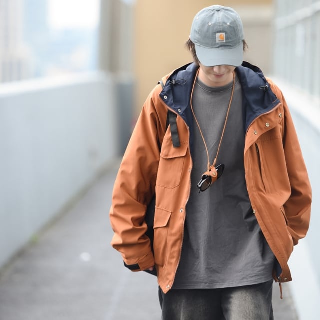 【予約販売】ブルゾン ジャンバー 長袖 アウター ショート丈 メンズ マルチポケット アウトドア フード付き ネイビー/オレンジ/ブラック 無地 お洒落 こなれ感 韓国 ベーシック 秋 冬 大きいサイズ M/L/XL/2XL/3XL/4XL/5XL