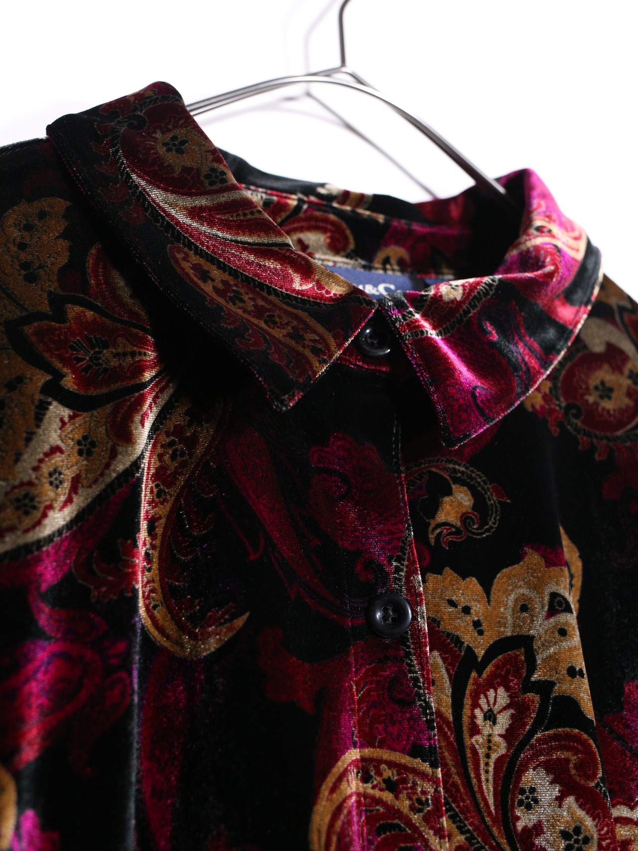 "DENIM & Co" arabesque pattern beautiful velours shirt - 8