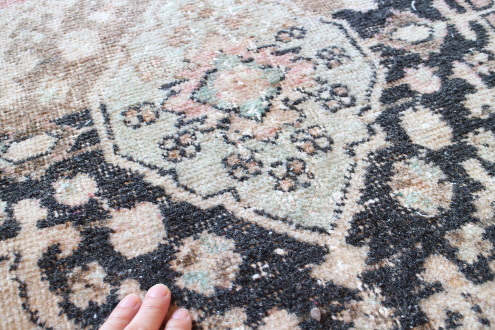 トルコラグ ヴィンテージ メダリオン ベージュ✖️ピンク