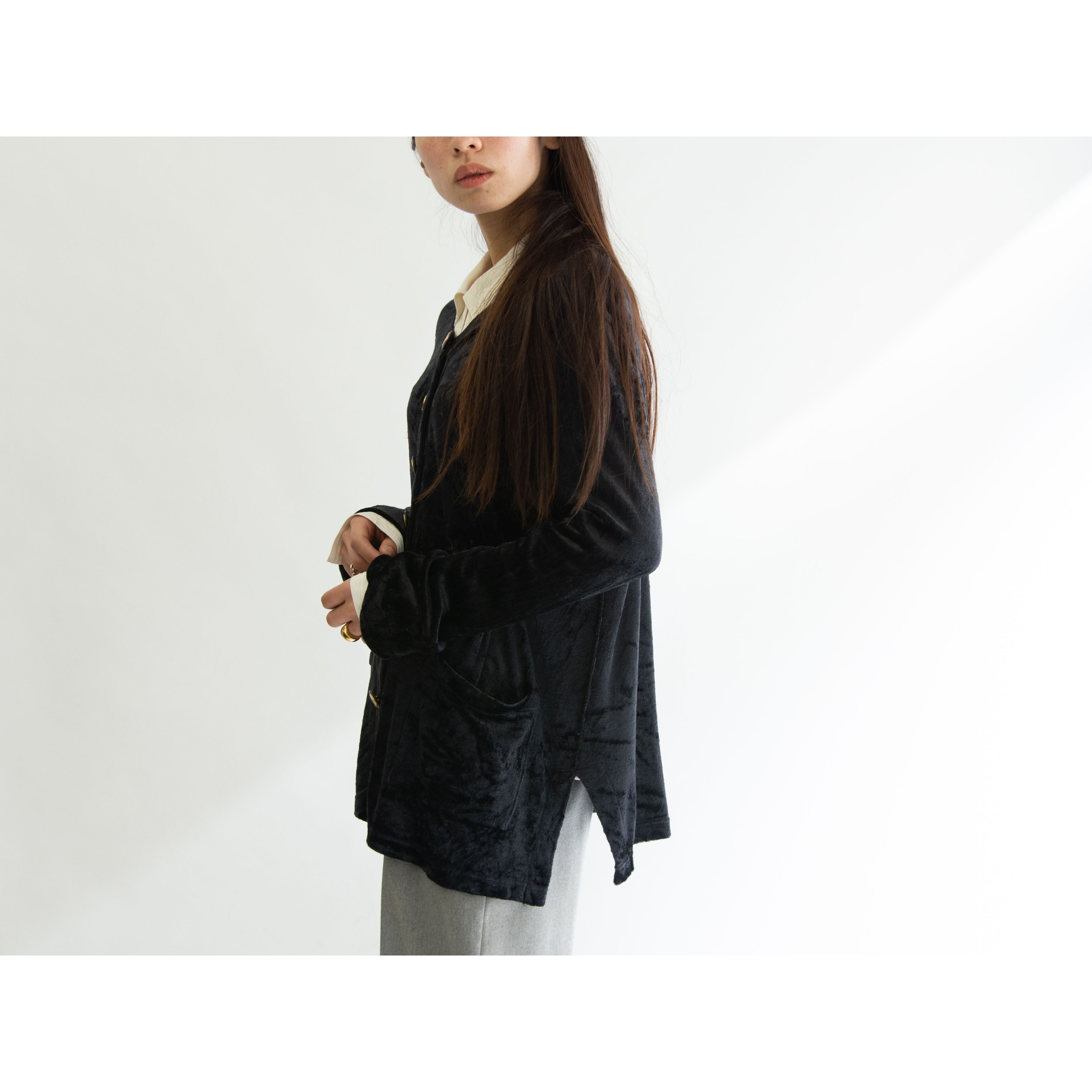 SONIA RYKIEL】Made in France 100% viscose velour cardigan（ソニア 