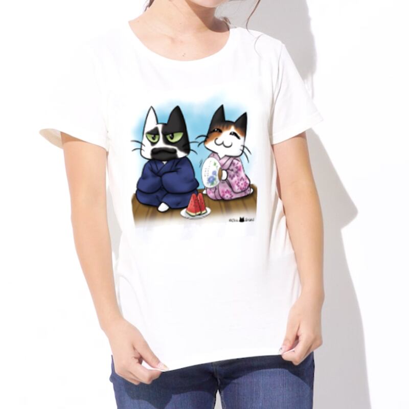 mq010【愛猫オーダーイラストグッズ】オリジナル白Tシャツ