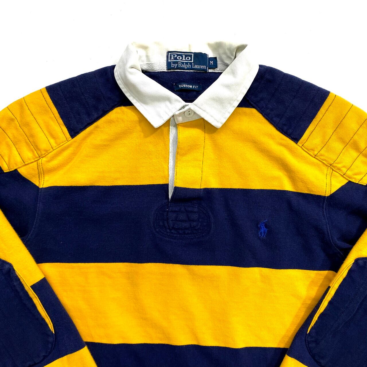 ポロ ラルフローレン ラガーシャツ ワンポイント L ネイビー イエロー ポロバイラルフローレン ボーダー 長袖 ラガーシャツ メンズM エルボ