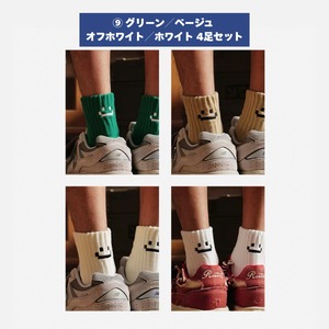 Smiley face ribbed crew socks 1464