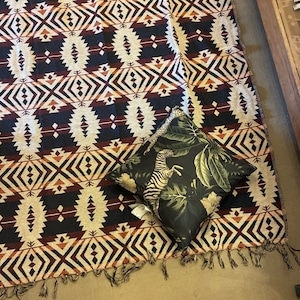 India Chimayo rug　チマヨラグ　125×175cm  オルテガ　アイボリー　2人掛けソファ　ビーチマット　ソファカバー　ベッド　リビング　車内マット　コットン　綿