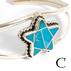 【INDIAN JEWELRY インディアンジュエリー】Navajo Turquoise star bangle James Maygoats ナバホ ターコイズスターバングル ジェームス・メイゴート作