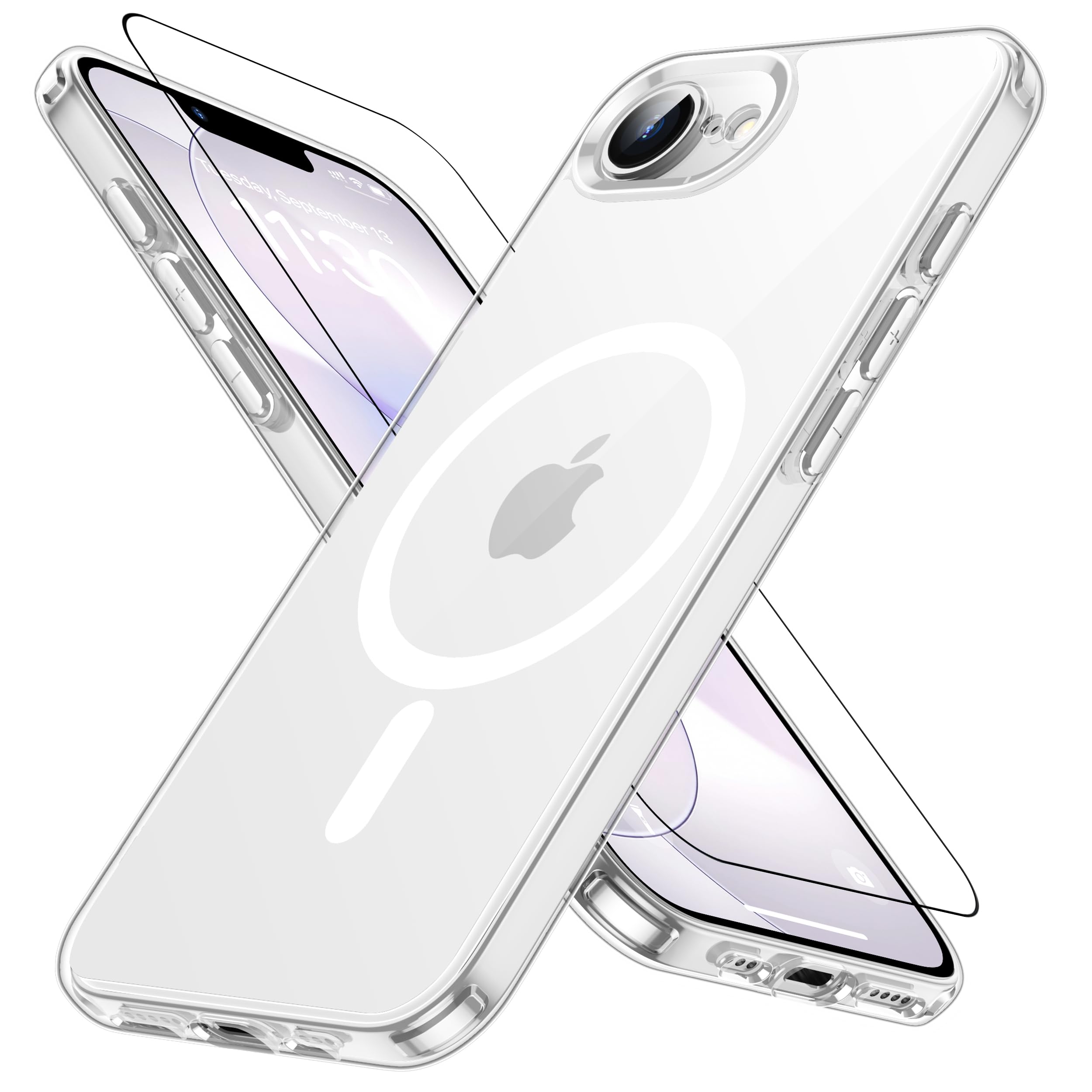 iPhone 17e/16e 用 ケース クリア【 MagSafe対応・米軍規格】ガラスフイルム付き いphone17e/16e用 黄変·指紋防止