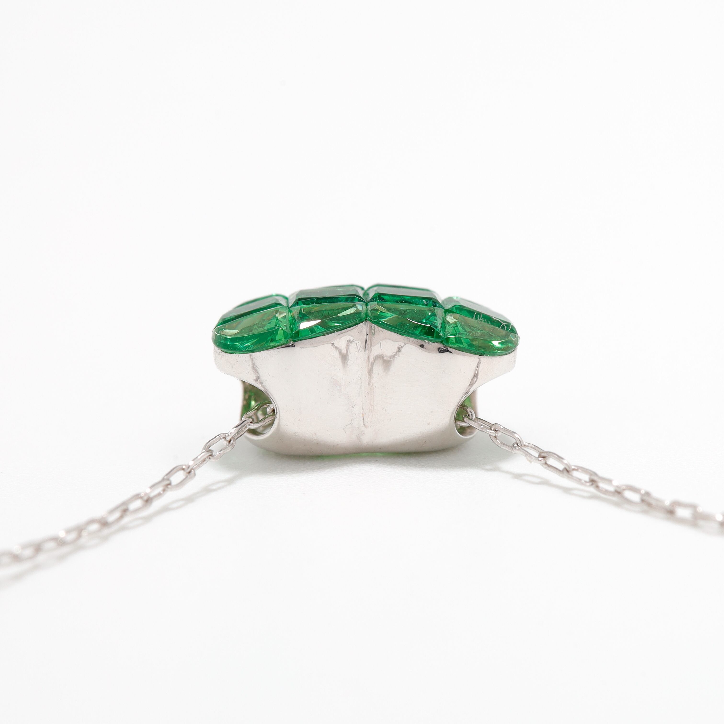 ミステリーセッティング グリーンガーネット ネックレス K18(WG