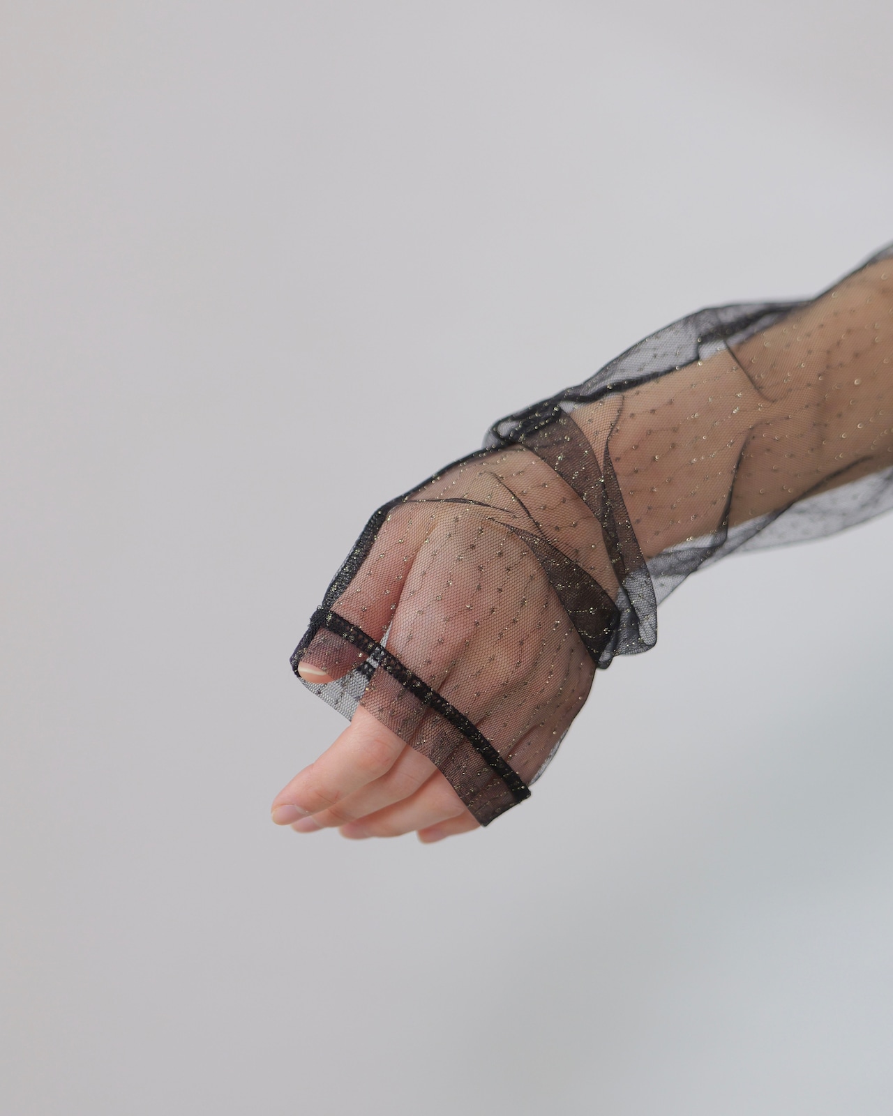 FOURAM - LAME TULLE STRIPE P/O :Black|ラメチュール/ストライプ/セカンドスキン