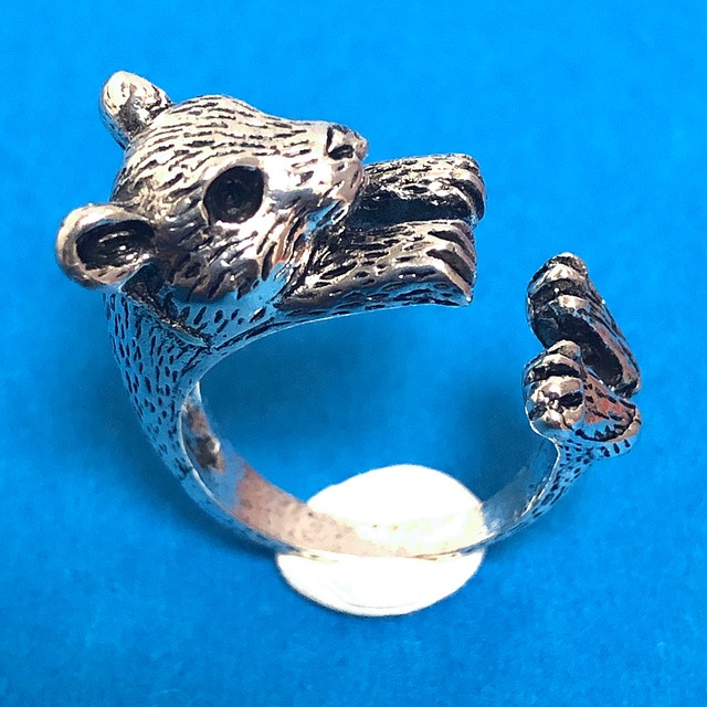 あみものリング【こぐま 銀・18】