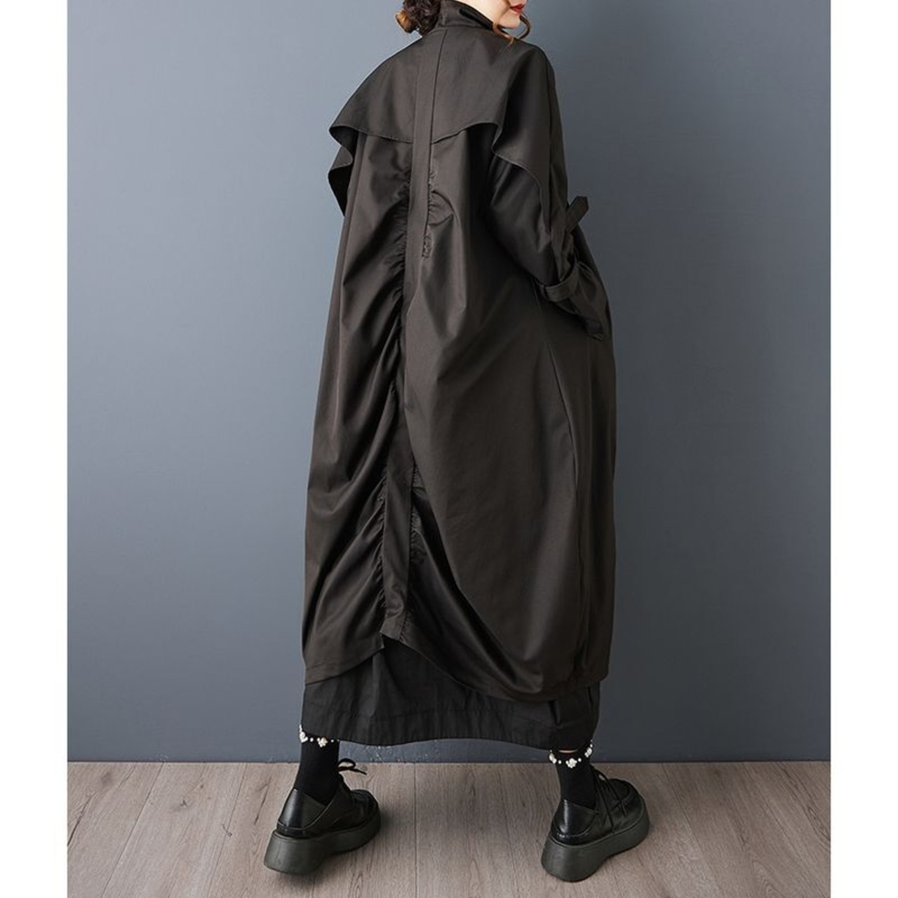 ギャザー デザイン ジップアップ コート 60060