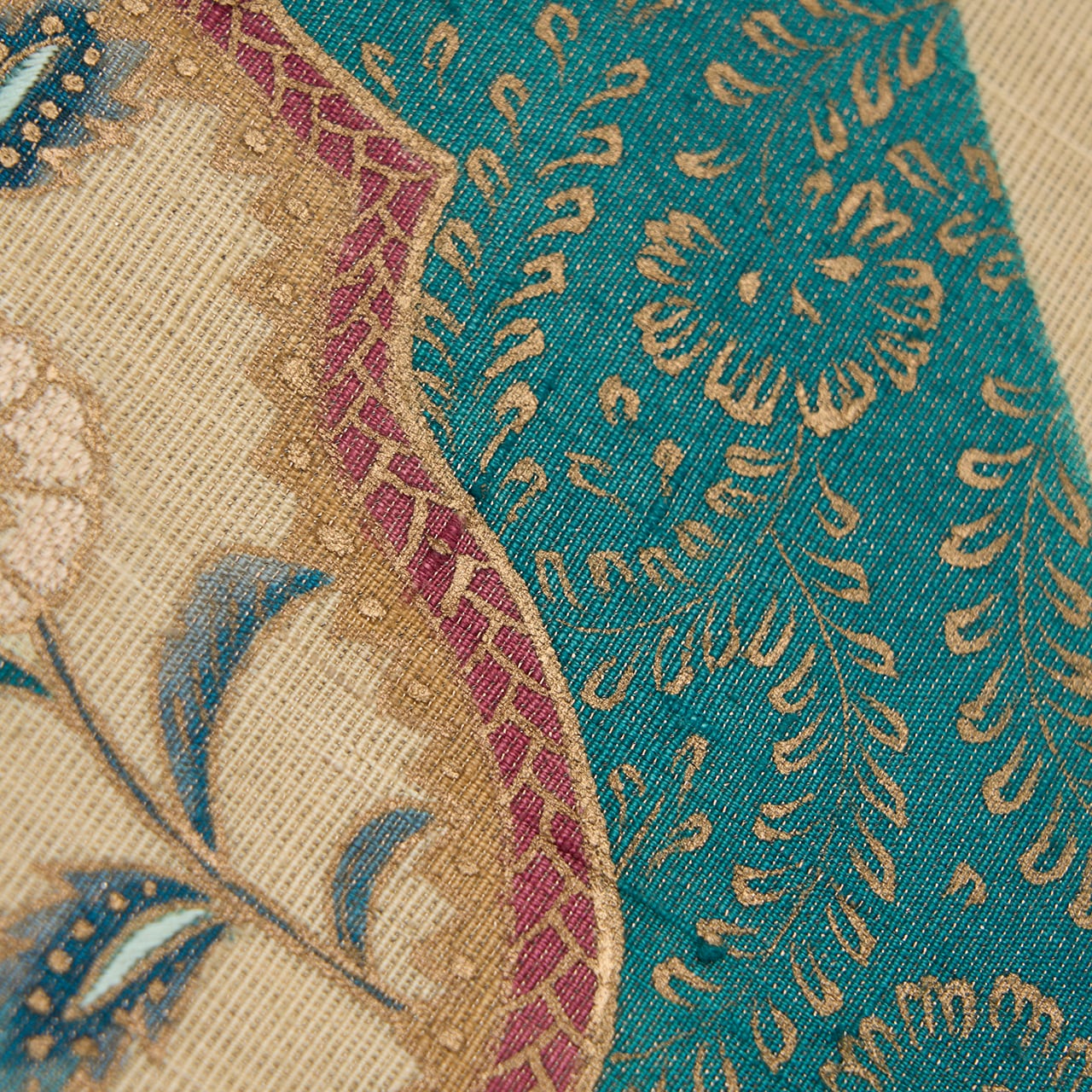 唐花模様 金更紗に手刺繍 袋帯 【中古】 | かわの屋