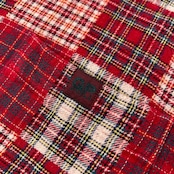 Papas パパス パッチワーク風 チェック柄 長袖 ネルシャツ サイズ 50 L /レッド系