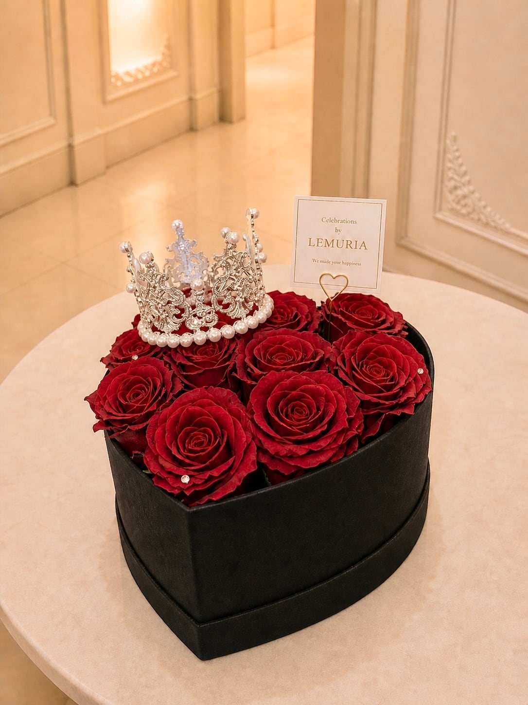 レッドプリンセスハートボックスブーケ／Red Princess Heart Box